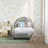 Vidaxl peuterbedframe met hoofdbord lichtgrijs 70 x 140 cm fluweel