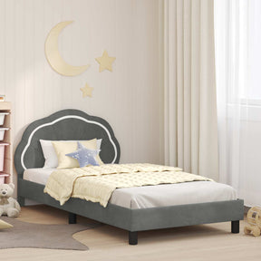 Vidaxl bedframe voor kinderen met hoofdbord donkergrijs 90 x 190 cm