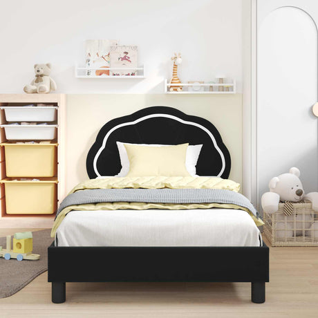 Vidaxl bedframe voor kinderen met hoofdbord zwart 90 x 190 cm fluweel