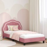 Vidaxl bedframe voor kinderen met hoofdbord roze 90 x 190 cm fluweel