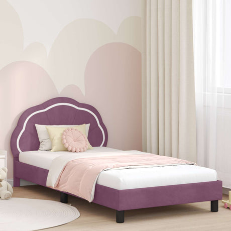 Vidaxl bedframe voor kinderen met hoofdbord paars 90 x 190 cm fluweel