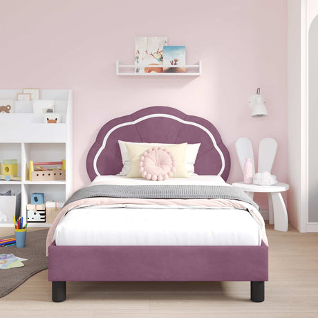 Vidaxl bedframe voor kinderen met hoofdbord paars 90 x 190 cm fluweel