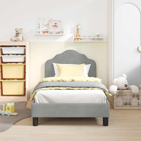 Vidaxl bedframe voor kinderen met hoofdbord lichtgrijs 80 x 160 cm