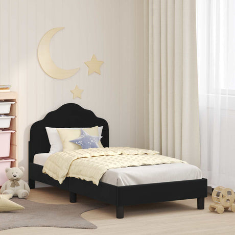 Vidaxl bedframe voor kinderen met hoofdbord zwart 80 x 160 cm fluweel