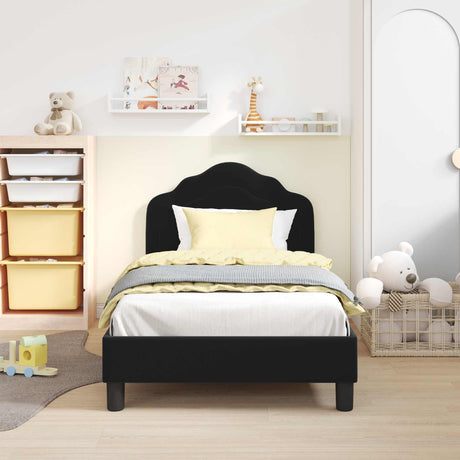 Vidaxl bedframe voor kinderen met hoofdbord zwart 80 x 160 cm fluweel