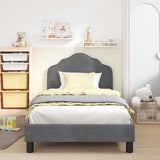 Vidaxl bedframe voor kinderen met hoofdbord donkergrijs 90 x 190 cm