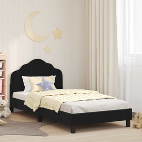 Vidaxl bedframe voor kinderen met hoofdbord zwart 90 x 200 cm fluweel