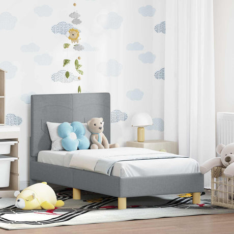 Vidaxl peuterbedframe met hoofdbord lichtgrijs 70 x 140 cm stof