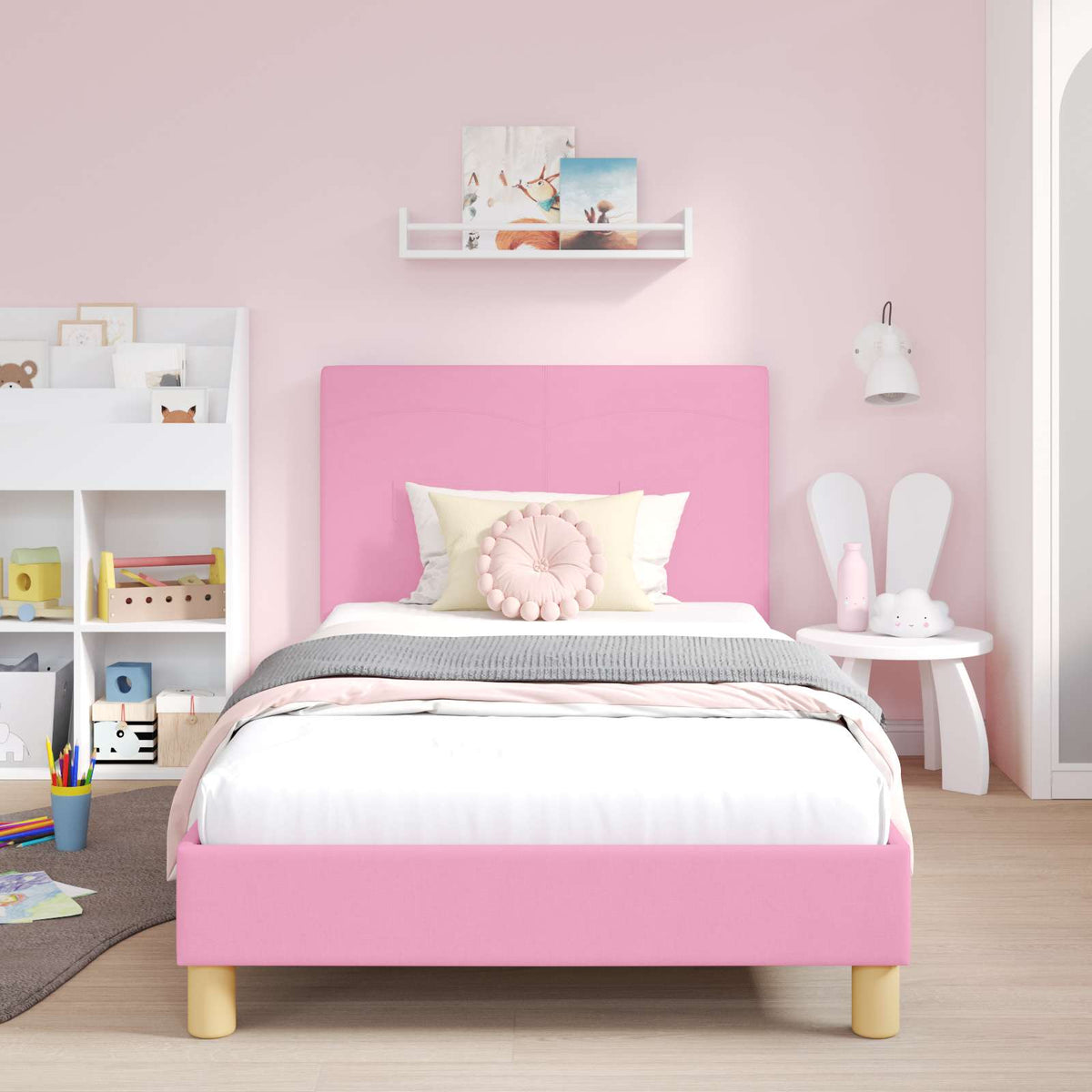 Vidaxl bedframe voor kinderen met hoofdbord roze 80 x 200 cm stof