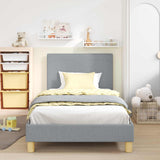 Vidaxl bedframe voor kinderen met hoofdbord lichtgrijs 90 x 190 cm