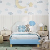 Vidaxl bedframe voor kinderen met hoofdbord blauw 80 x 200 cm pu