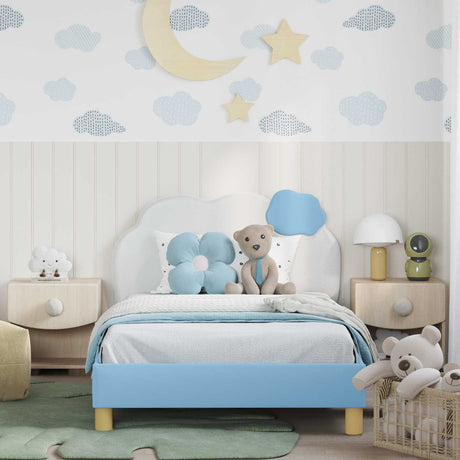 Vidaxl bedframe voor kinderen met hoofdbord blauw 80 x 200 cm pu