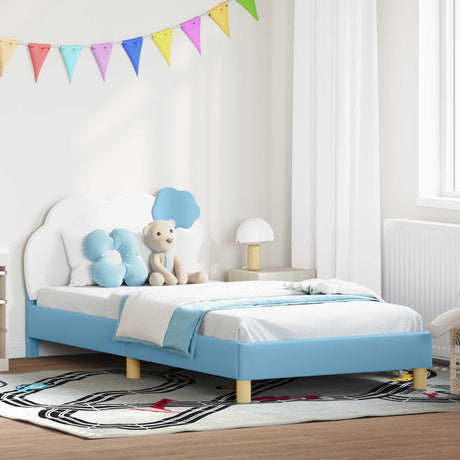Vidaxl bedframe voor kinderen met hoofdbord blauw 90 x 200 cm pu