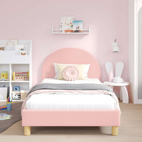 Vidaxl bedframe voor kinderen met hoofdbord roze 80 x 200 cm bouclé