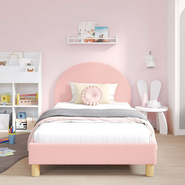 Vidaxl bedframe voor kinderen met hoofdbord roze 80 x 200 cm bouclé