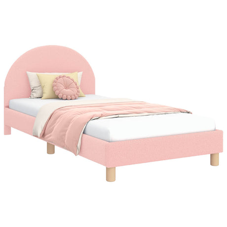 Vidaxl bedframe voor kinderen met hoofdbord roze 90 x 200 cm bouclé