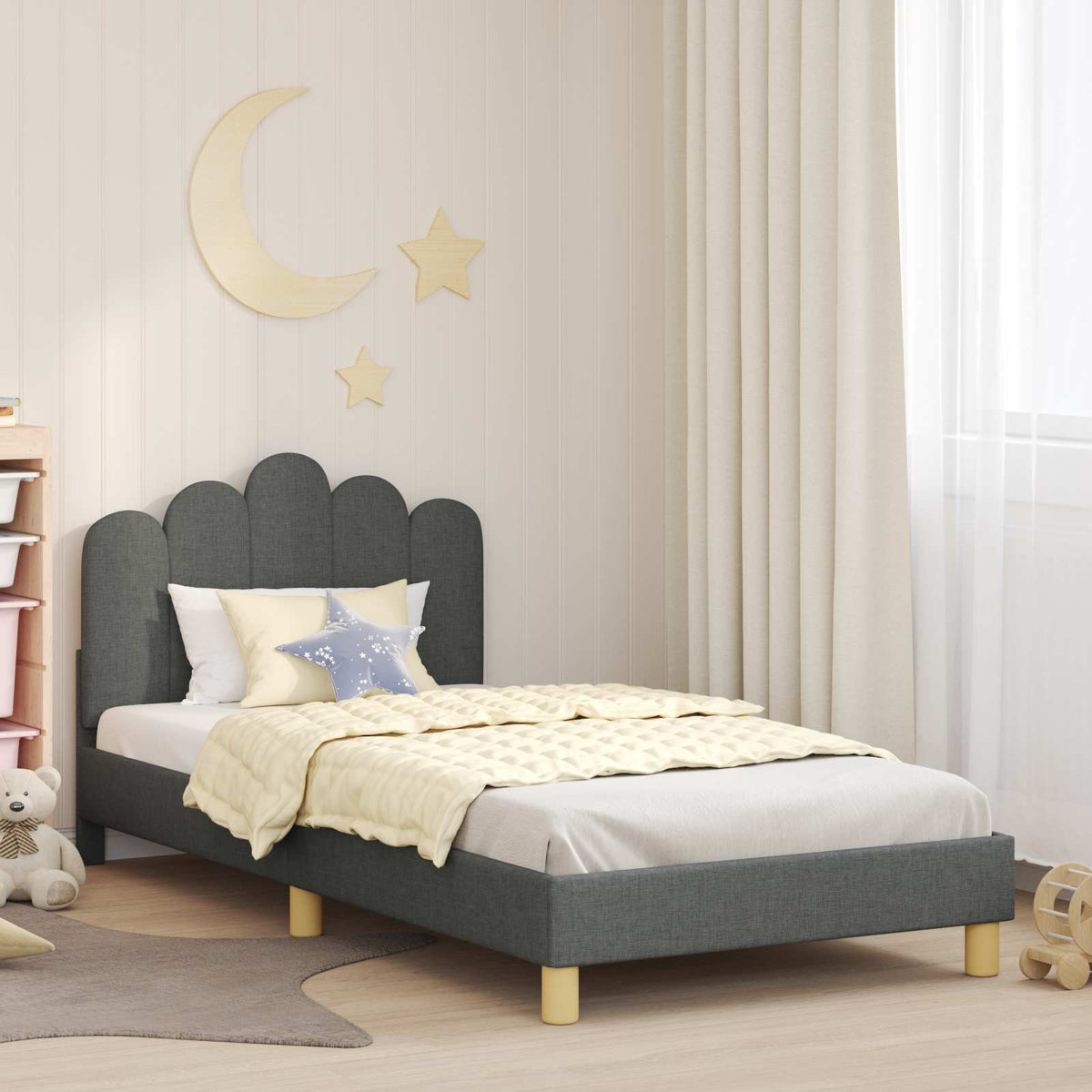 Vidaxl bedframe voor kinderen met hoofdbord donkergrijs 80 x 200 cm