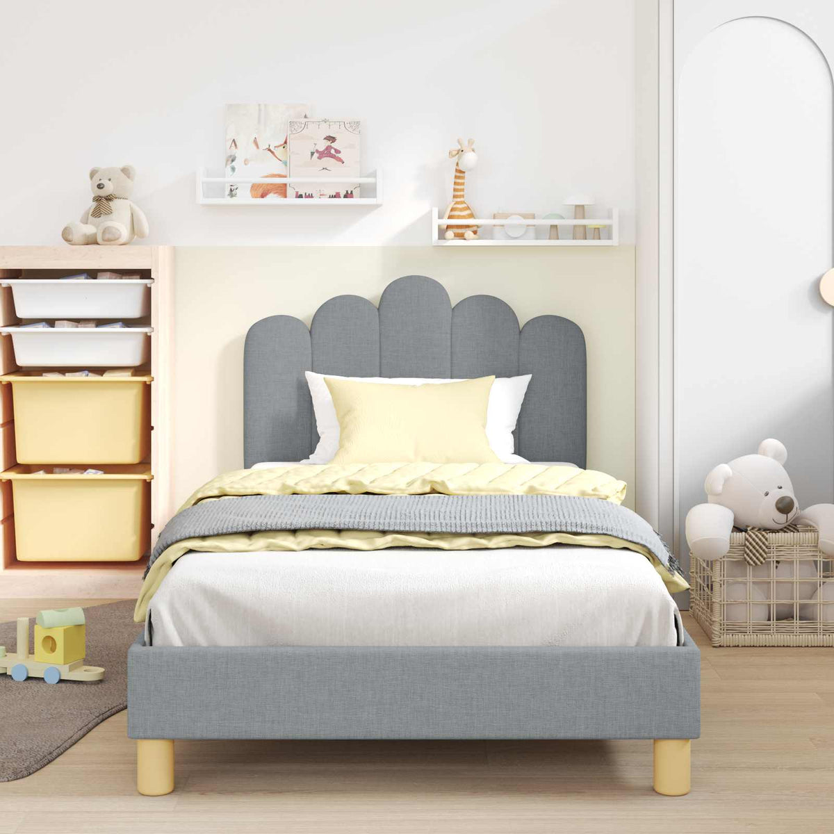 Vidaxl bedframe voor kinderen met hoofdbord lichtgrijs 90 x 190 cm