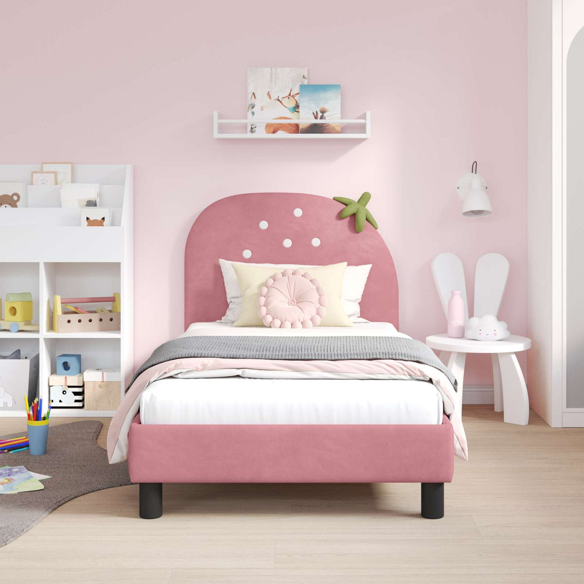 Vidaxl bedframe voor kinderen met hoofdbord roze 80 x 160 cm fluweel