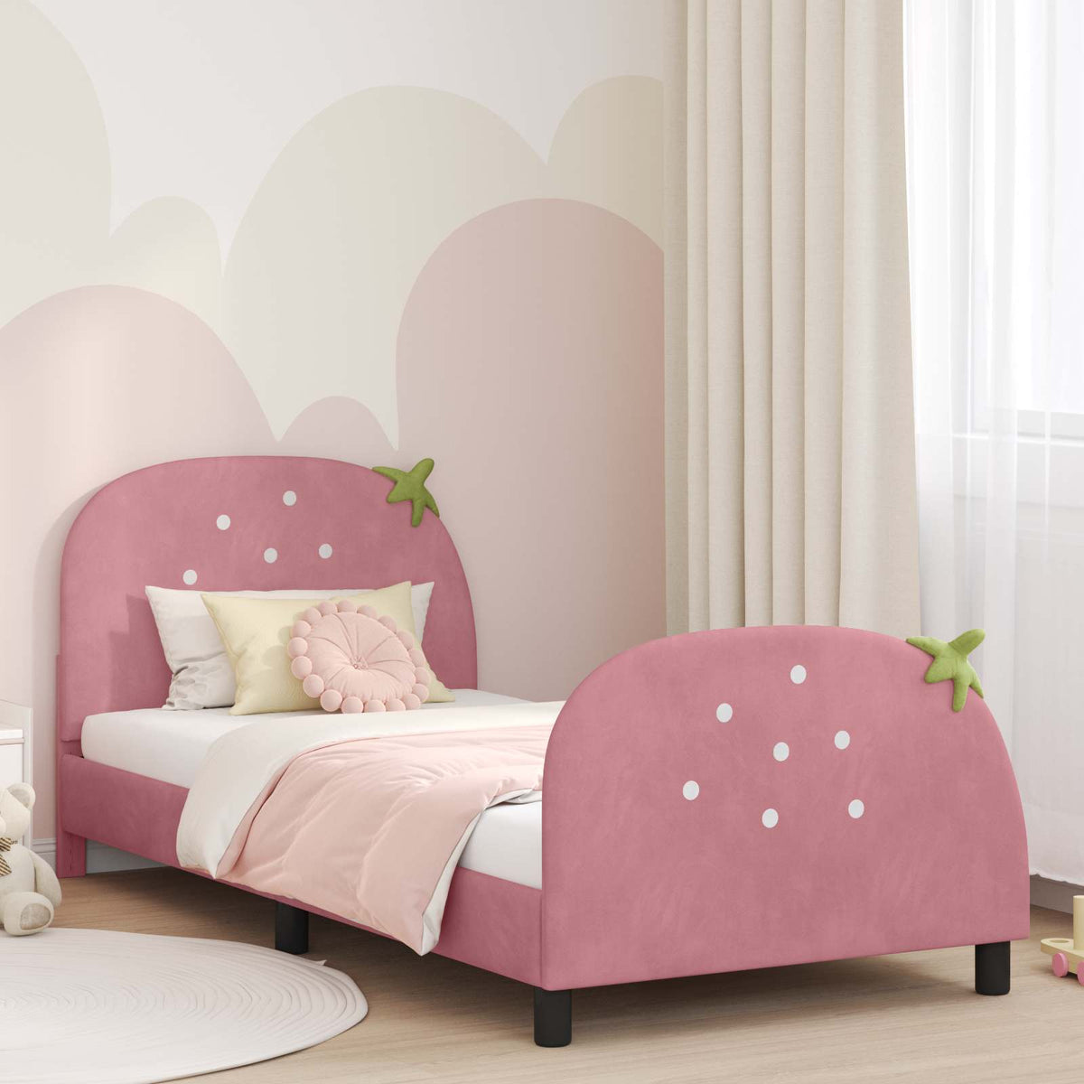 Vidaxl bedframe voor kinderen met hoofdbord roze 80 x 200 cm fluweel