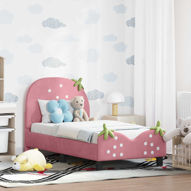 Vidaxl peuterbedframe met hoofdbord roze 70 x 140 cm fluweel