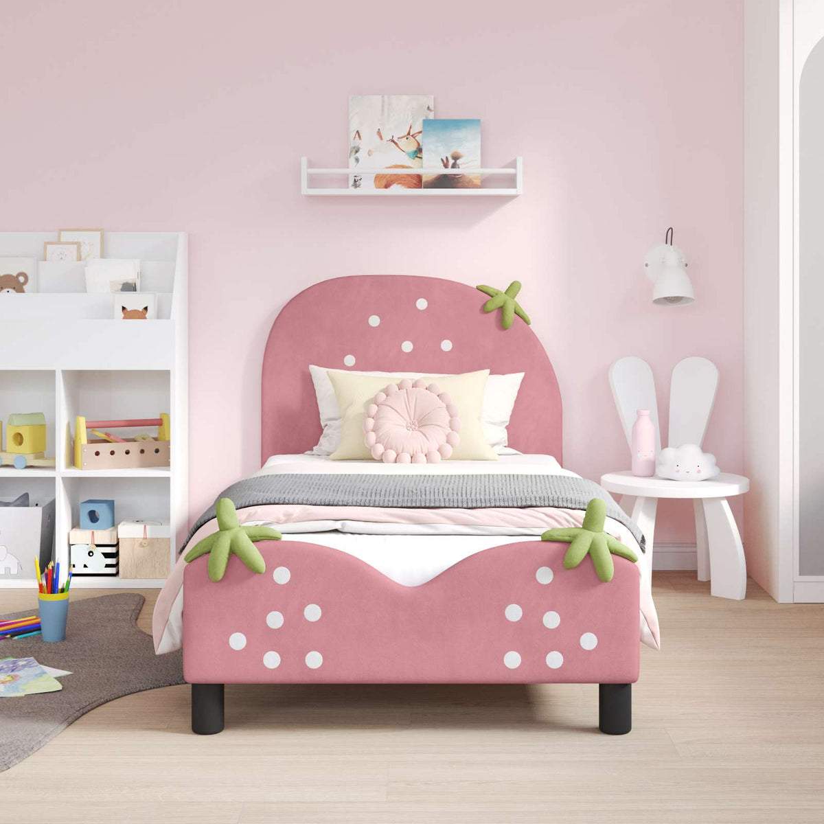 Vidaxl bedframe voor kinderen met hoofdbord roze 80 x 160 cm fluweel