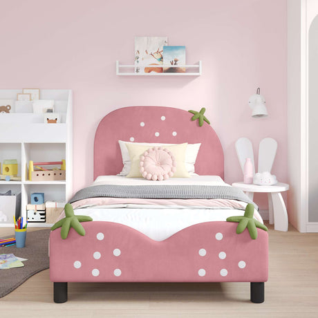 Vidaxl bedframe voor kinderen met hoofdbord roze 80 x 200 cm fluweel