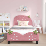 Vidaxl bedframe voor kinderen met hoofdbord roze 90 x 190 cm fluweel