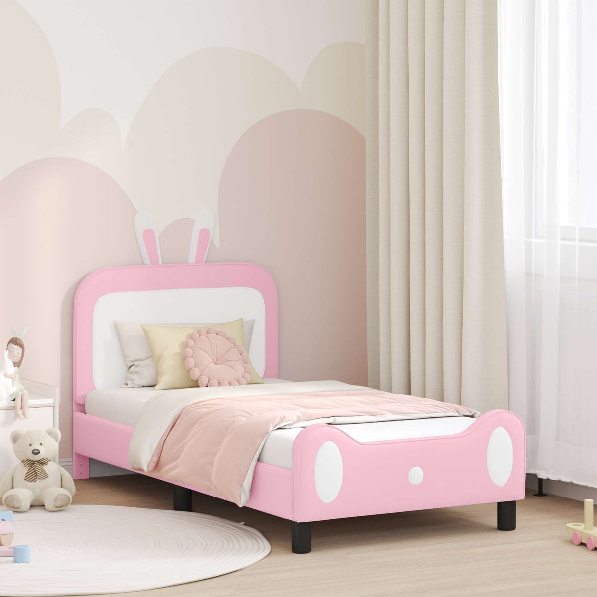 Vidaxl bedframe voor kinderen met hoofdbord roze 80 x 160 cm pu
