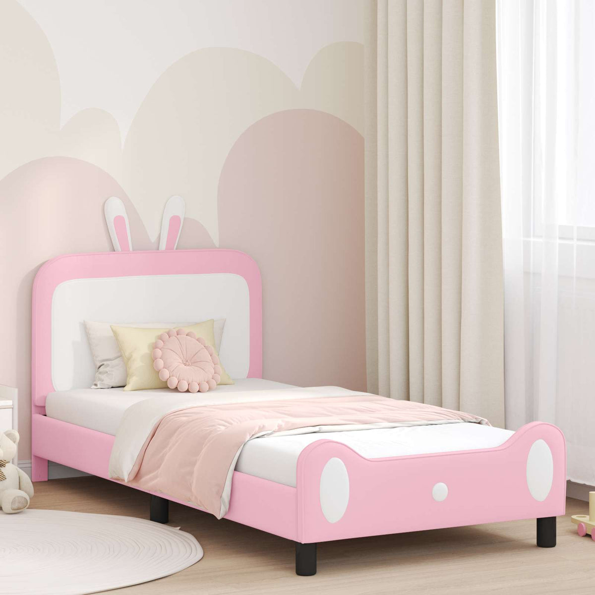 Vidaxl bedframe voor kinderen met hoofdbord roze 80 x 200 cm pu