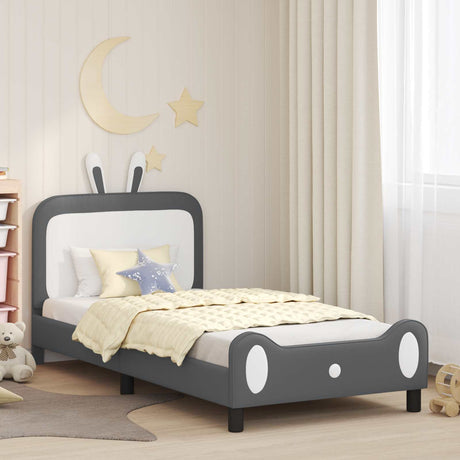 Vidaxl bedframe voor kinderen met hoofdbord lichtgrijs 80 x 200 cm pu