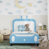 Vidaxl bedframe voor kinderen met hoofdbord blauw 90 x 200 cm pu