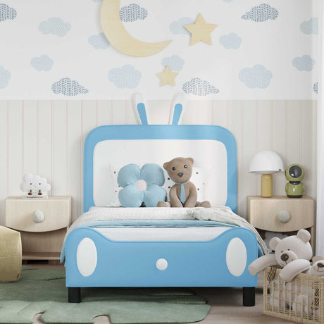 Vidaxl bedframe voor kinderen met hoofdbord blauw 90 x 200 cm pu