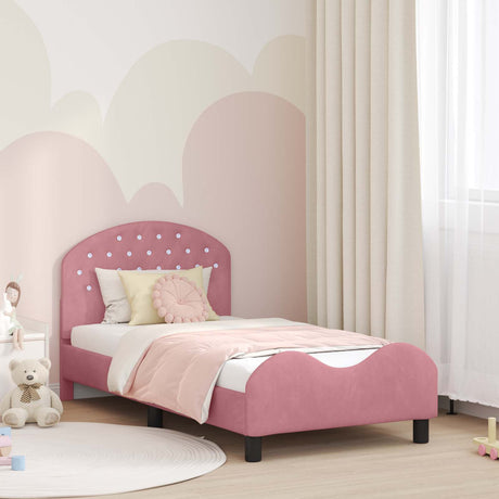 Vidaxl bedframe voor kinderen met hoofdbord roze 80 x 160 cm fluweel