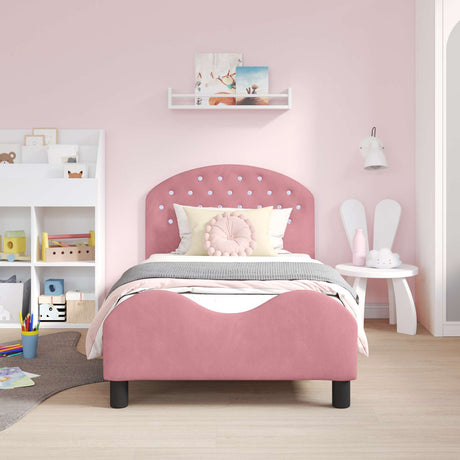 Vidaxl bedframe voor kinderen met hoofdbord roze 80 x 160 cm fluweel