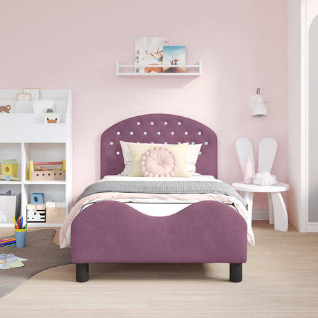 Vidaxl bedframe voor kinderen met hoofdbord paars 80 x 160 cm fluweel