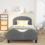 Vidaxl bedframe voor kinderen met hoofdbord donkergrijs 80 x 200 cm