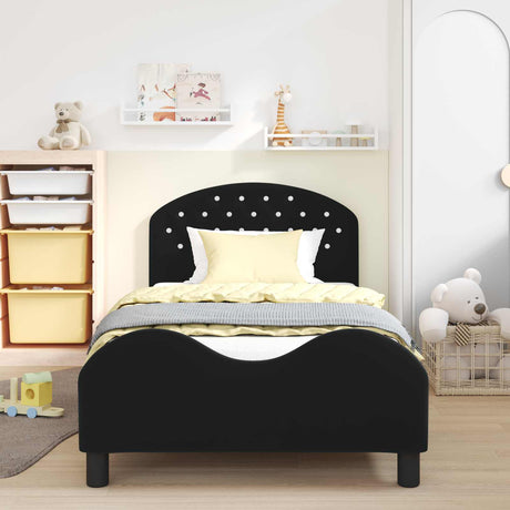 Vidaxl bedframe voor kinderen met hoofdbord zwart 80 x 200 cm fluweel