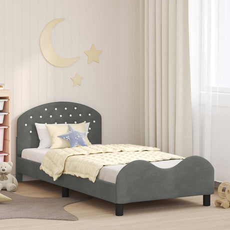 Vidaxl bedframe voor kinderen met hoofdbord donkergrijs 90 x 190 cm