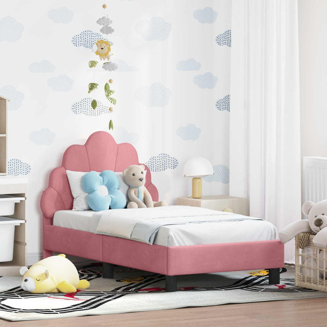 Vidaxl peuterbedframe met hoofdbord roze 70 x 140 cm fluweel