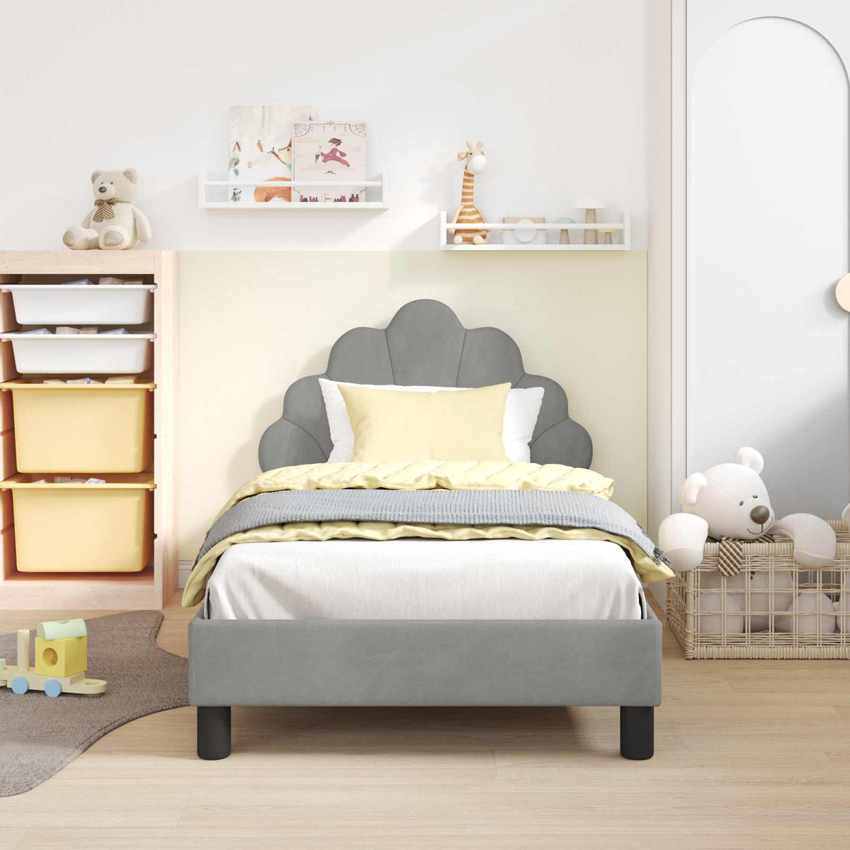 Vidaxl bedframe voor kinderen met hoofdbord lichtgrijs 80 x 160 cm