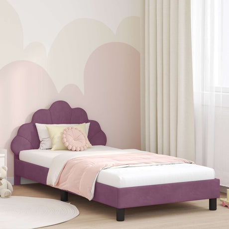 Vidaxl bedframe voor kinderen met hoofdbord paars 90 x 200 cm fluweel