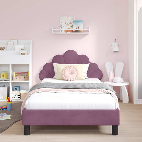 Vidaxl bedframe voor kinderen met hoofdbord paars 90 x 200 cm fluweel