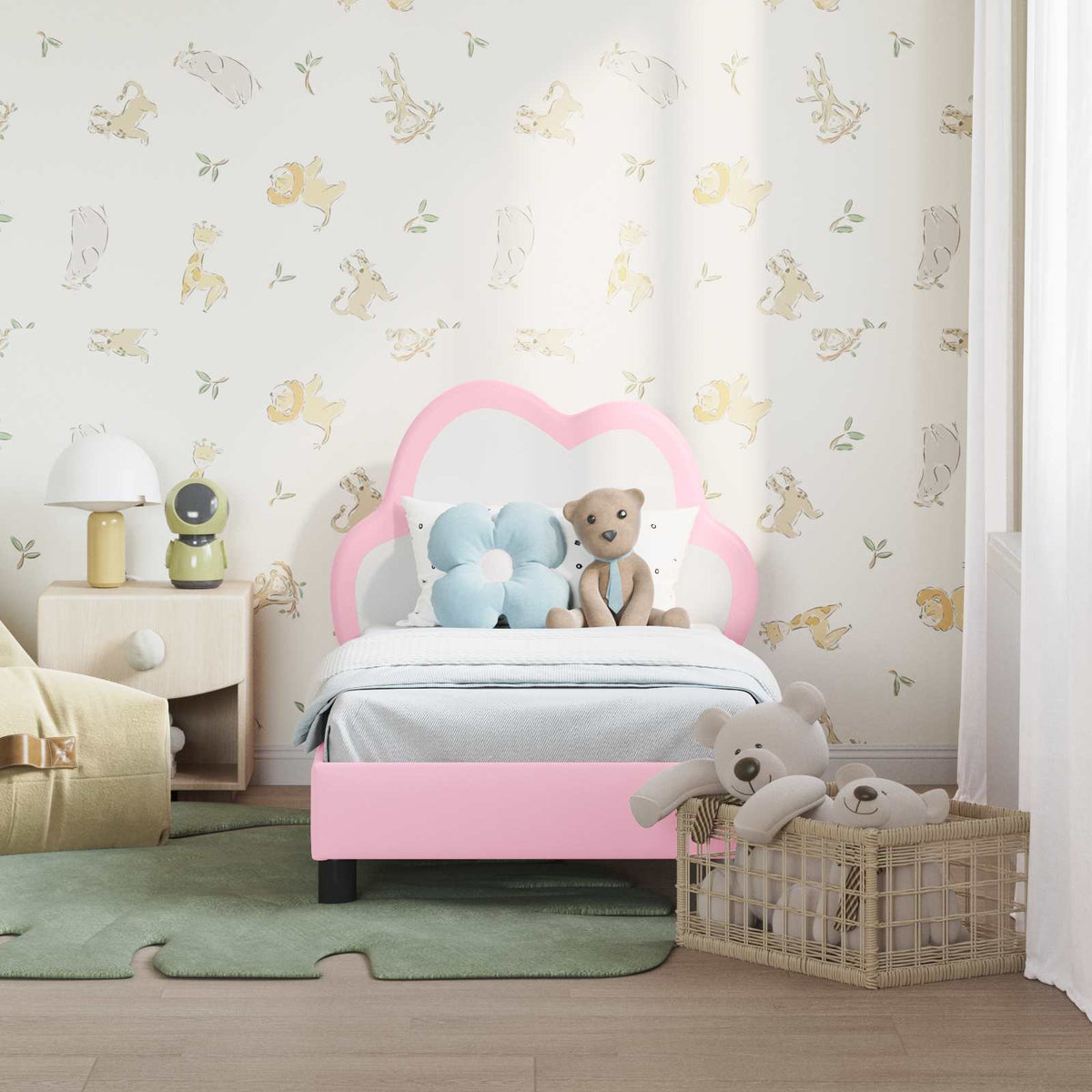 Vidaxl peuterbedframe met hoofdbord roze 70 x 140 cm pu