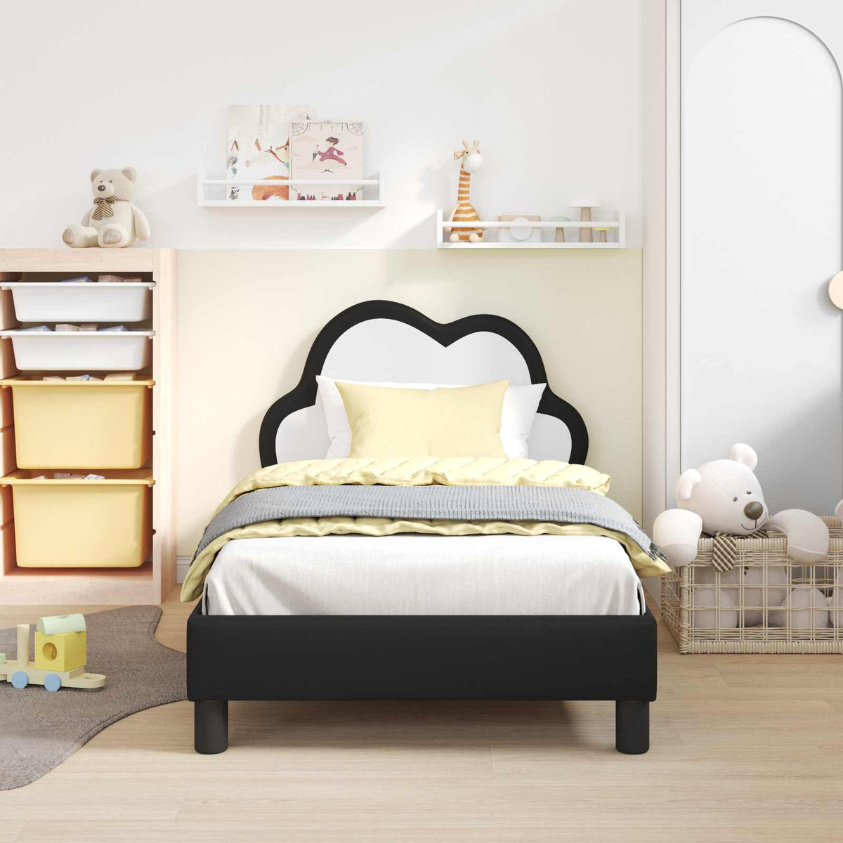 Vidaxl bedframe voor kinderen met hoofdbord zwart 80 x 160 cm pu