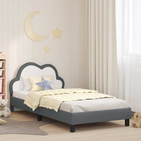 Vidaxl bedframe voor kinderen met hoofdbord lichtgrijs 80 x 200 cm pu