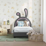 Vidaxl peuterbedframe met hoofdbord lichtgrijs 70 x 140 cm pu