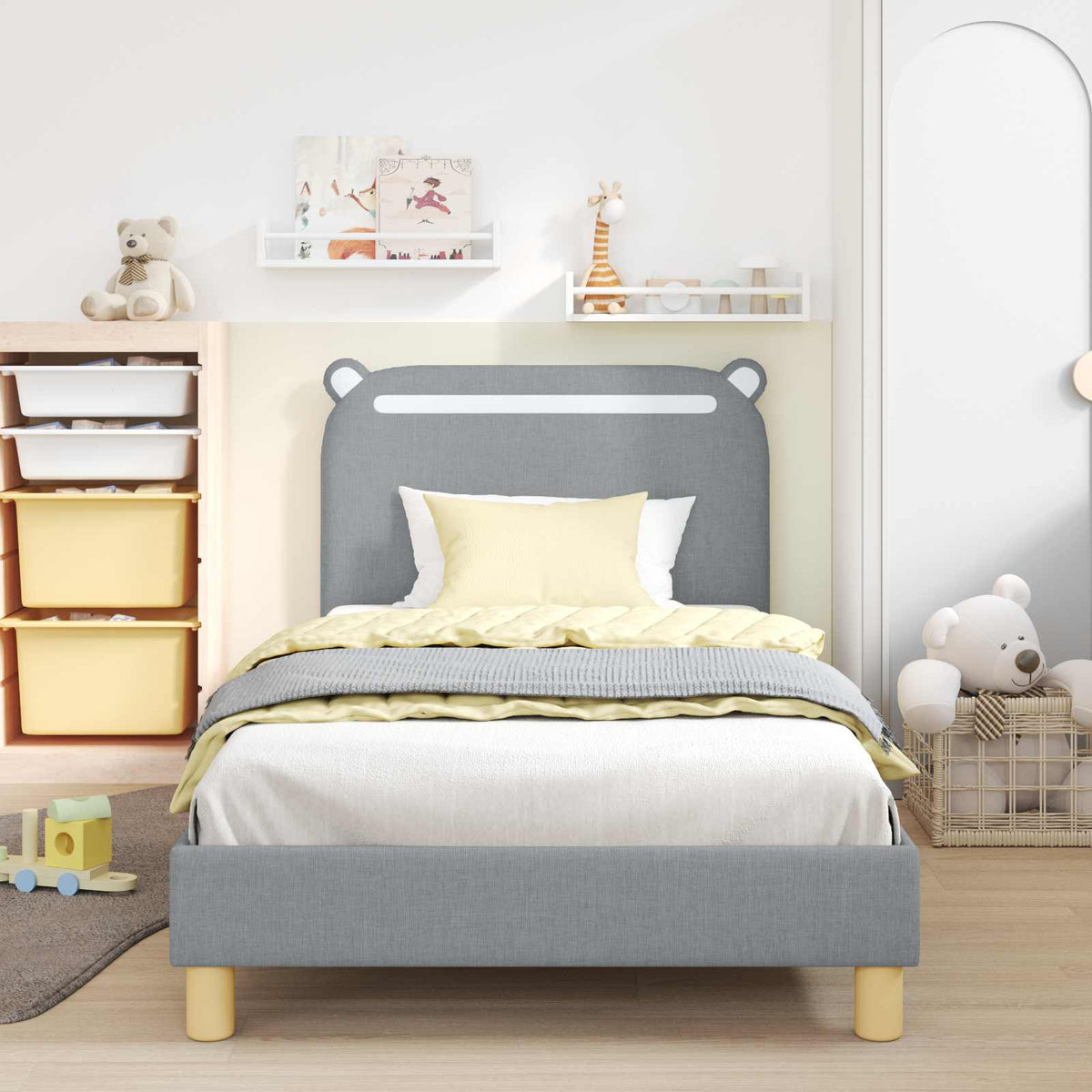 Vidaxl bedframe voor kinderen met hoofdbord lichtgrijs 90 x 190 cm