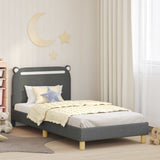 Vidaxl bedframe voor kinderen met hoofdbord donkergrijs 90 x 190 cm