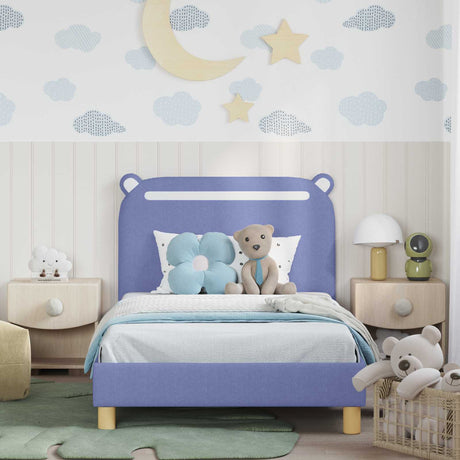 Vidaxl bedframe voor kinderen met hoofdbord jeans blauw 90 x 190 cm